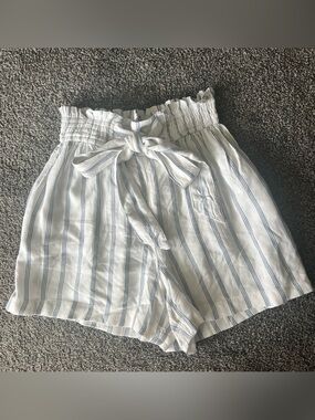 Hollister White Shorts with Light Blue Stripes